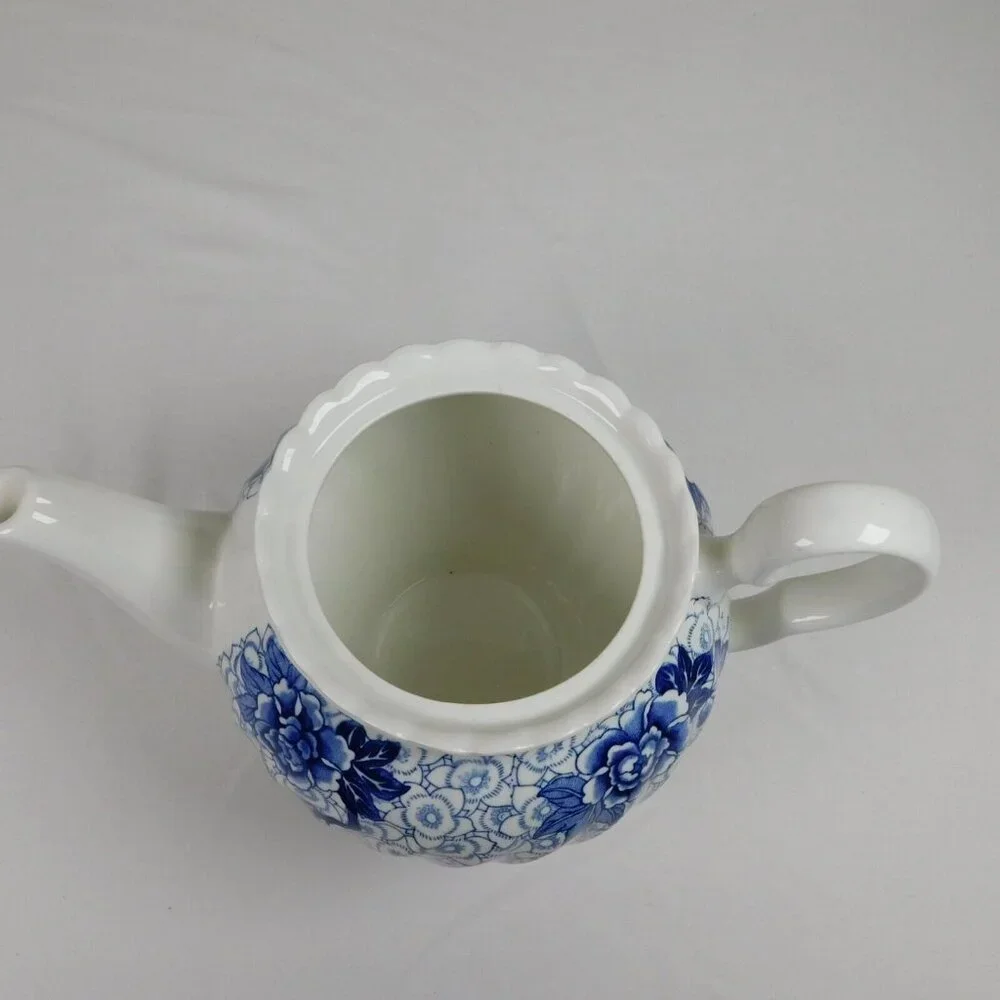 Johnson Brothers Lotus Blue Fine China Floral Swirl Rim Teapot Lid Vintage 1979 - Picture 7 of 12
